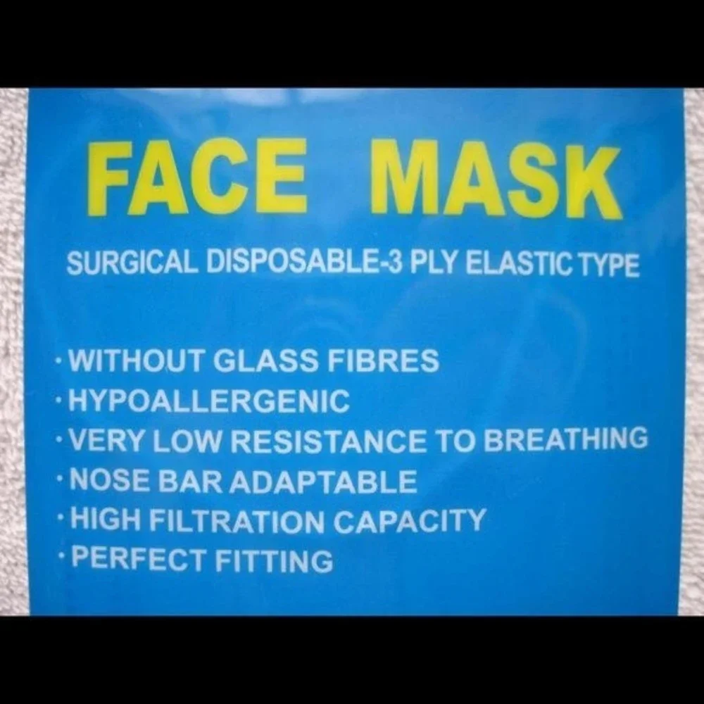10 pcs Surgical 3 Ply Elastic Type Face Masks Hypoallergenic Low Resistance Nose
